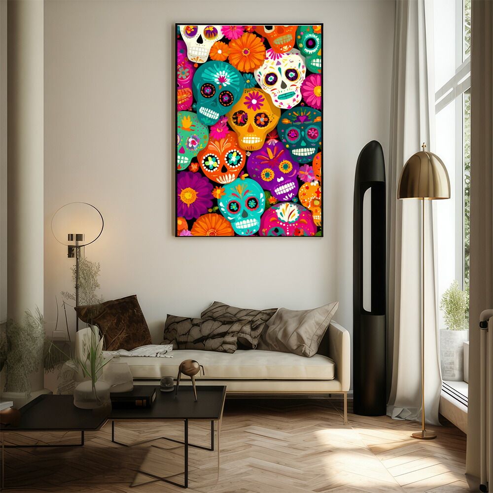 B2サイズ（約51x73cm）lm-poster-5228フレーム付きドクロ 【A0サイズ