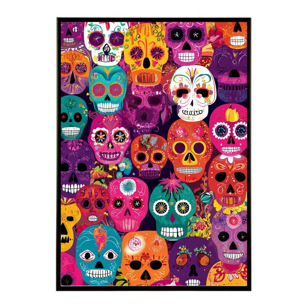 B2サイズ（約51x73cm）】【lm-poster-5281】【フレーム付き】ドクロ