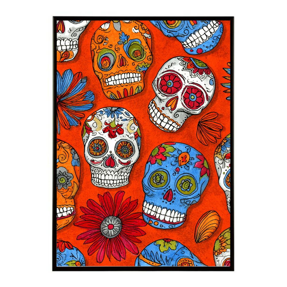 B4サイズ（約25x36cm）】【lm-poster-5289】【フレーム付き】ドクロ