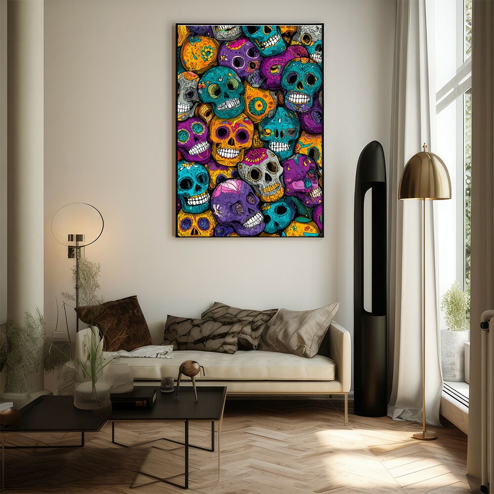 B3サイズ（約36x51cm）】【lm-poster-5301】【フレーム付き】ドクロ