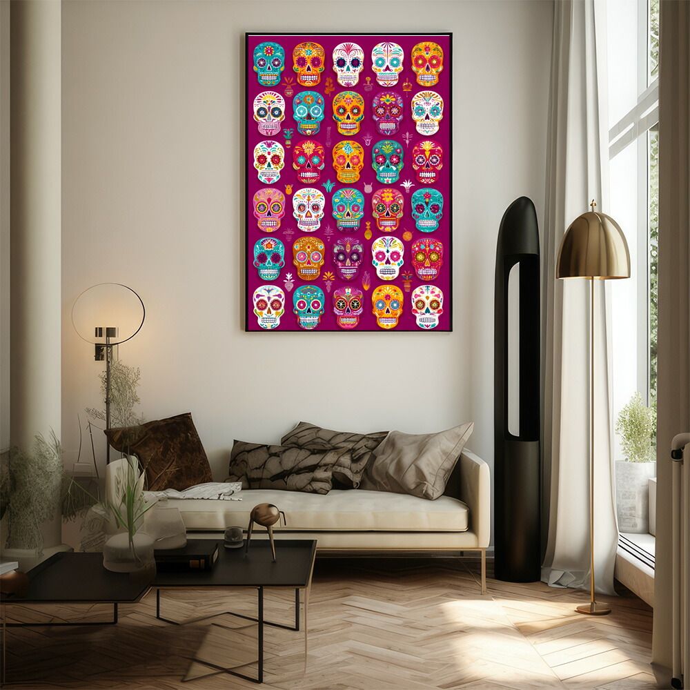 A1サイズ（約59x84cm）】【lm-poster-5321】【フレーム付き】ドクロ