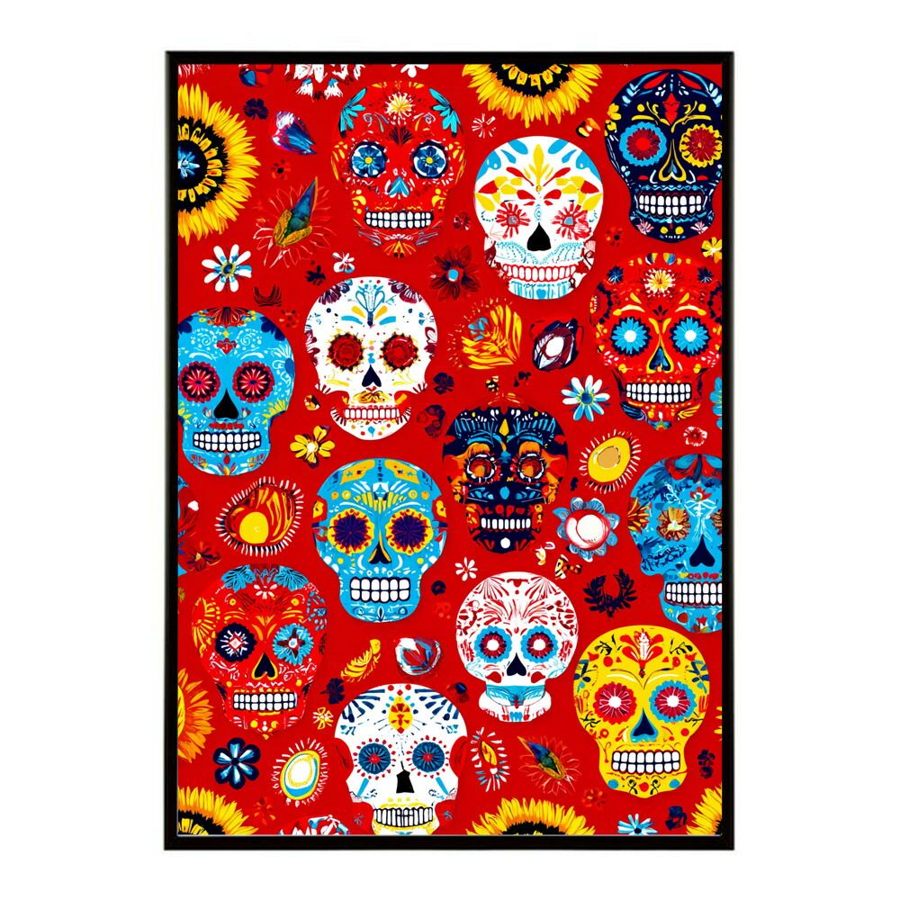 B2サイズ（約51x73cm）】【lm-poster-5332】【フレーム付き】ドクロ