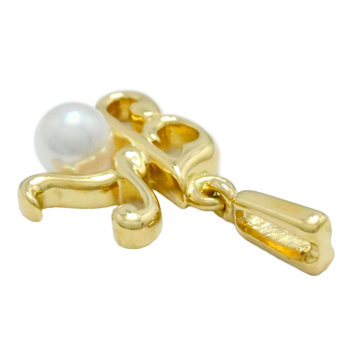 ミキモト K 18 YG イエローゴールド ベビーパール イニシャル ペンダントトップ チャーム レディース