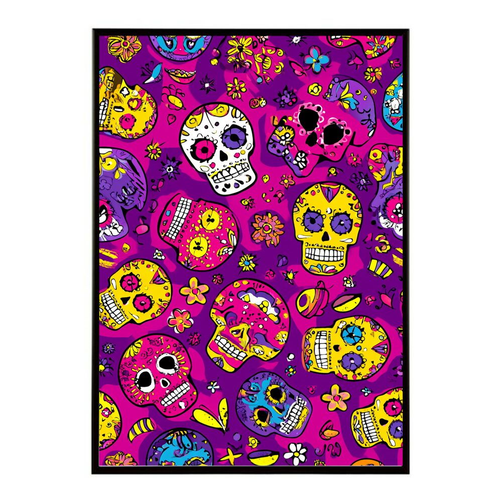 A0サイズ（約84x119cm）】【lm-poster-5347】【フレーム付き】ドクロ