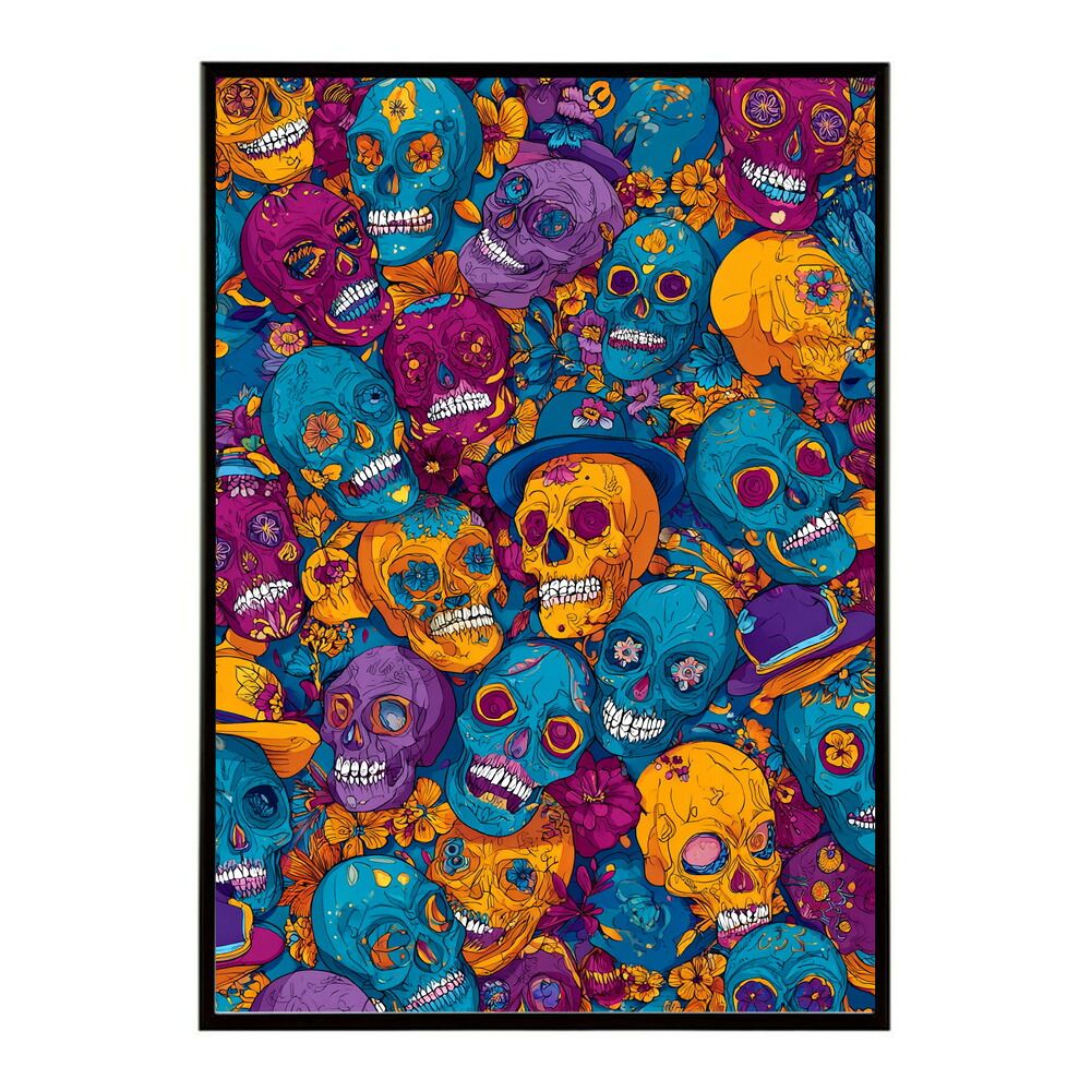 B3サイズ（約36x51cm）】【lm-poster-5350】【フレーム付き】ドクロ