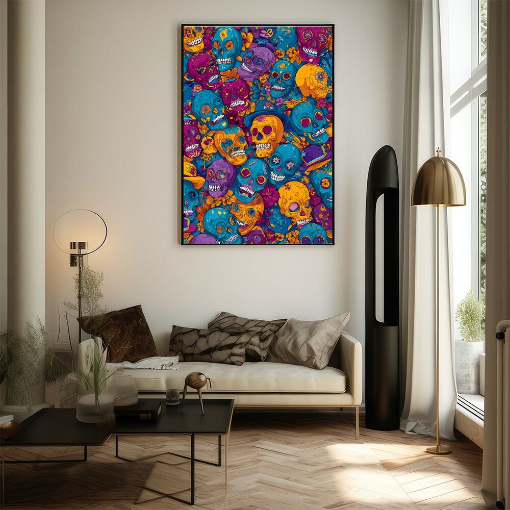 B3サイズ（約36x51cm）】【lm-poster-5350】【フレーム付き】ドクロ