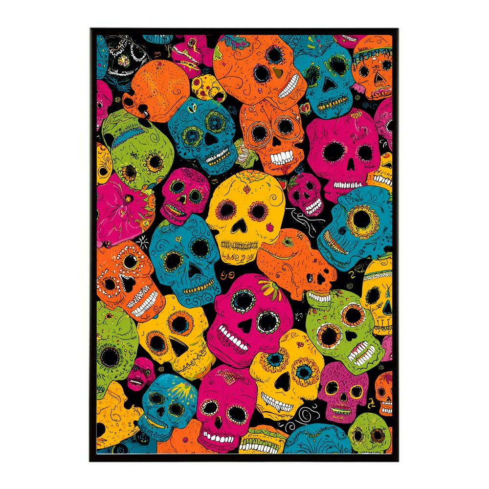 B 約73 x 103 cm lm poster 5353 フレーム付き ドクロポスター シュガースカル カラフル 死者の日 アートポスター メキシコ デザイン 壁掛け ポップ ポスター イラスト