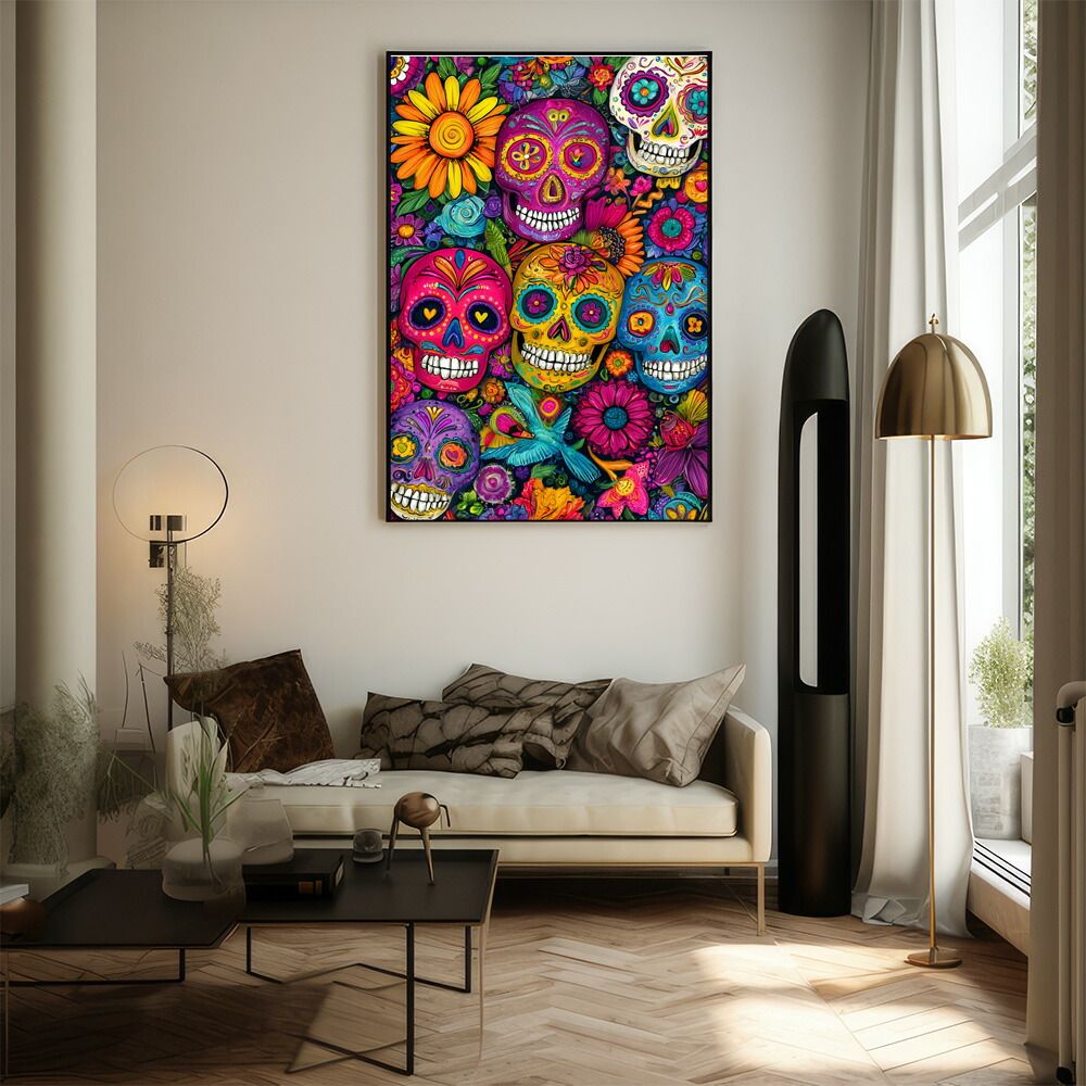 B2サイズ（約51x73cm）】【lm-poster-5360】【フレーム付き】ドクロ