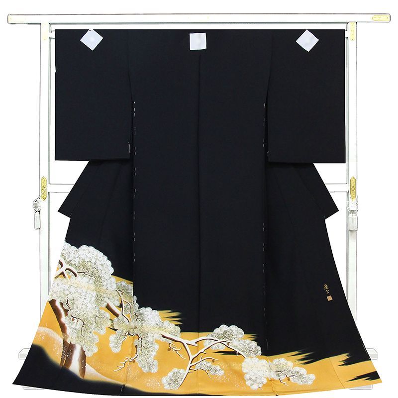記念感謝祭 仕立無料 京友禅伝統工芸士手描染 特撰創作 工芸松 吉祥文黒留袖 慶雲作落款入