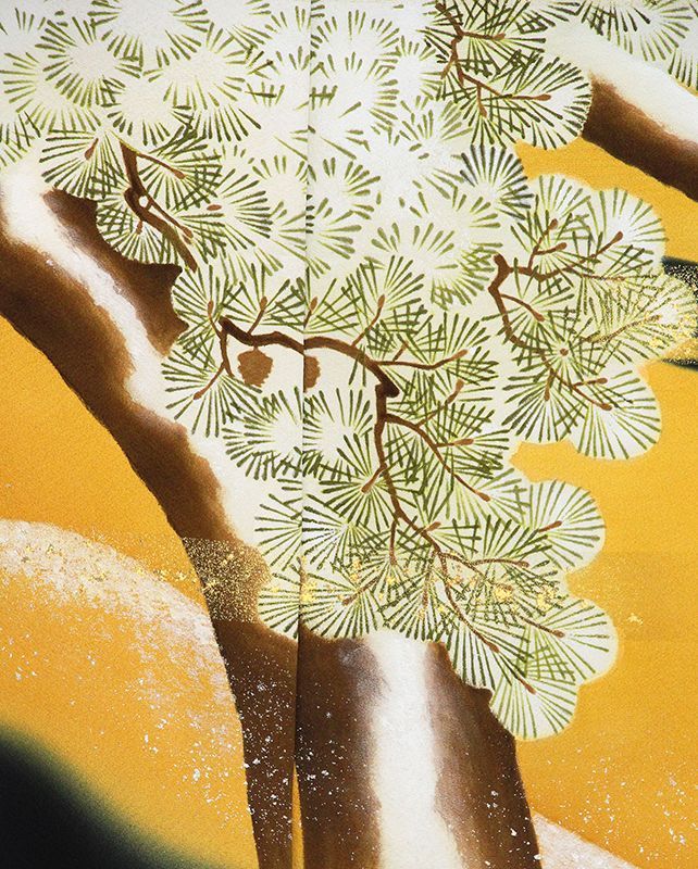  記念感謝祭 仕立無料 京友禅伝統工芸士手描染 特撰創作 工芸松 吉祥文黒留袖 慶雲作落款入 黒留袖 着物