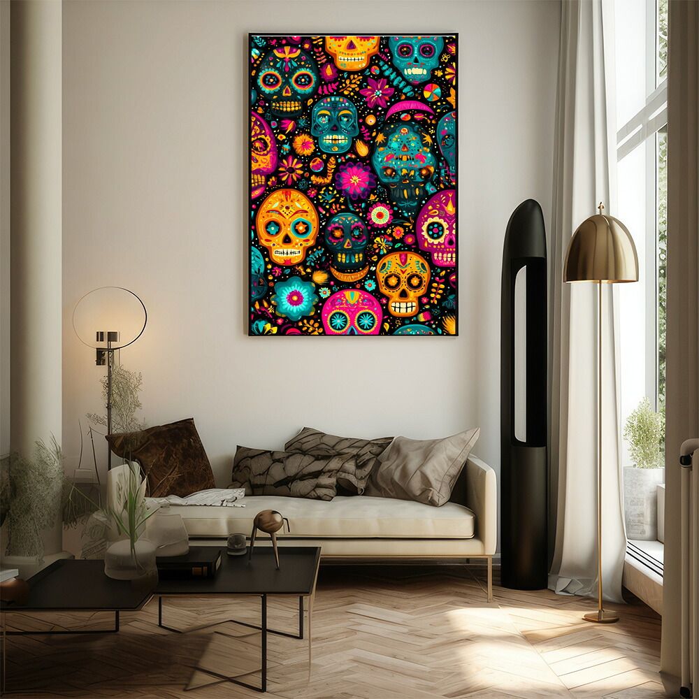 メキシカンスカル ポスター B2サイズ（約51x73cm）】【lm-poster-5366】【フレーム付き】ドクロ