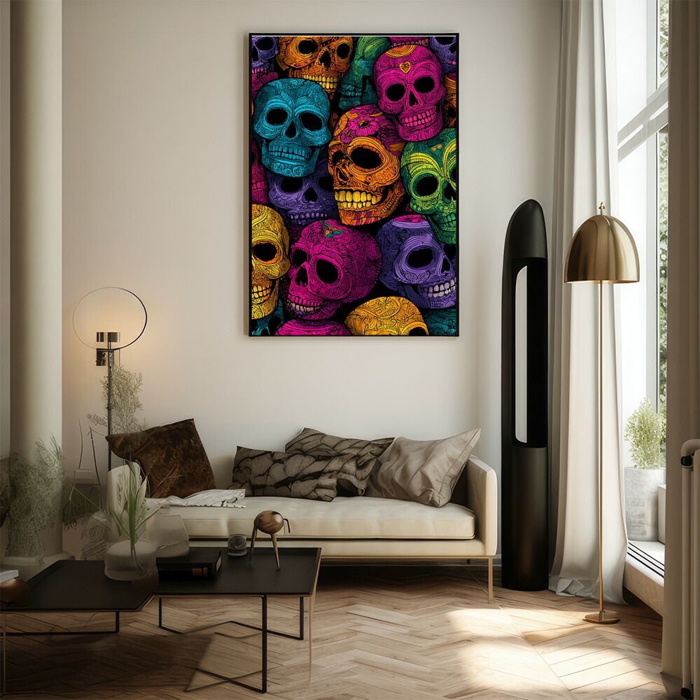 B4サイズ（約25x36cm）】【lm-poster-5369】【フレーム付き】ドクロ