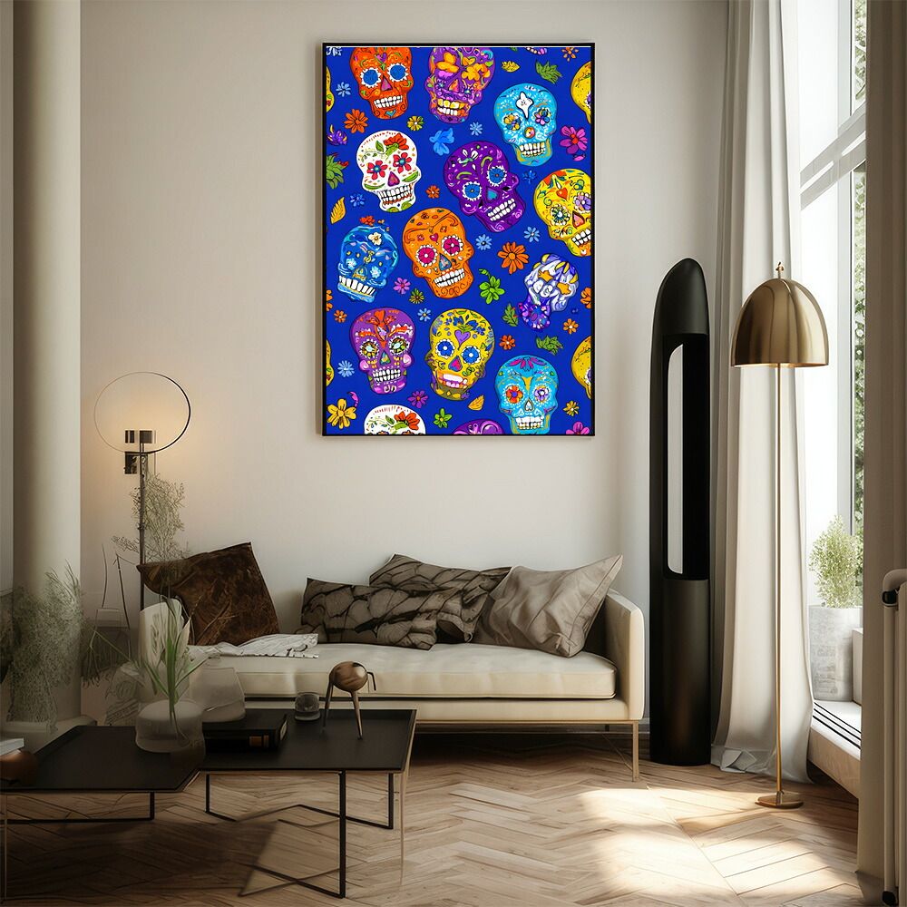A1サイズ（約59x84cm）】【lm-poster-5371】【フレーム付き】ドクロ