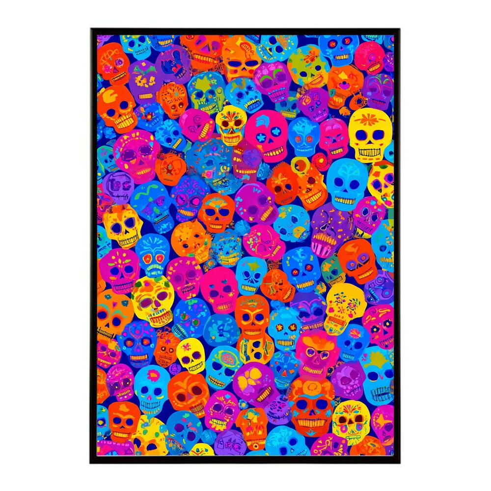 B 約73 x 103 cm lm poster 5373 フレーム付き ドクロポスター シュガースカル カラフル 死者の日 アートポスター メキシコ デザイン 壁掛け ポップ ポスター イラスト