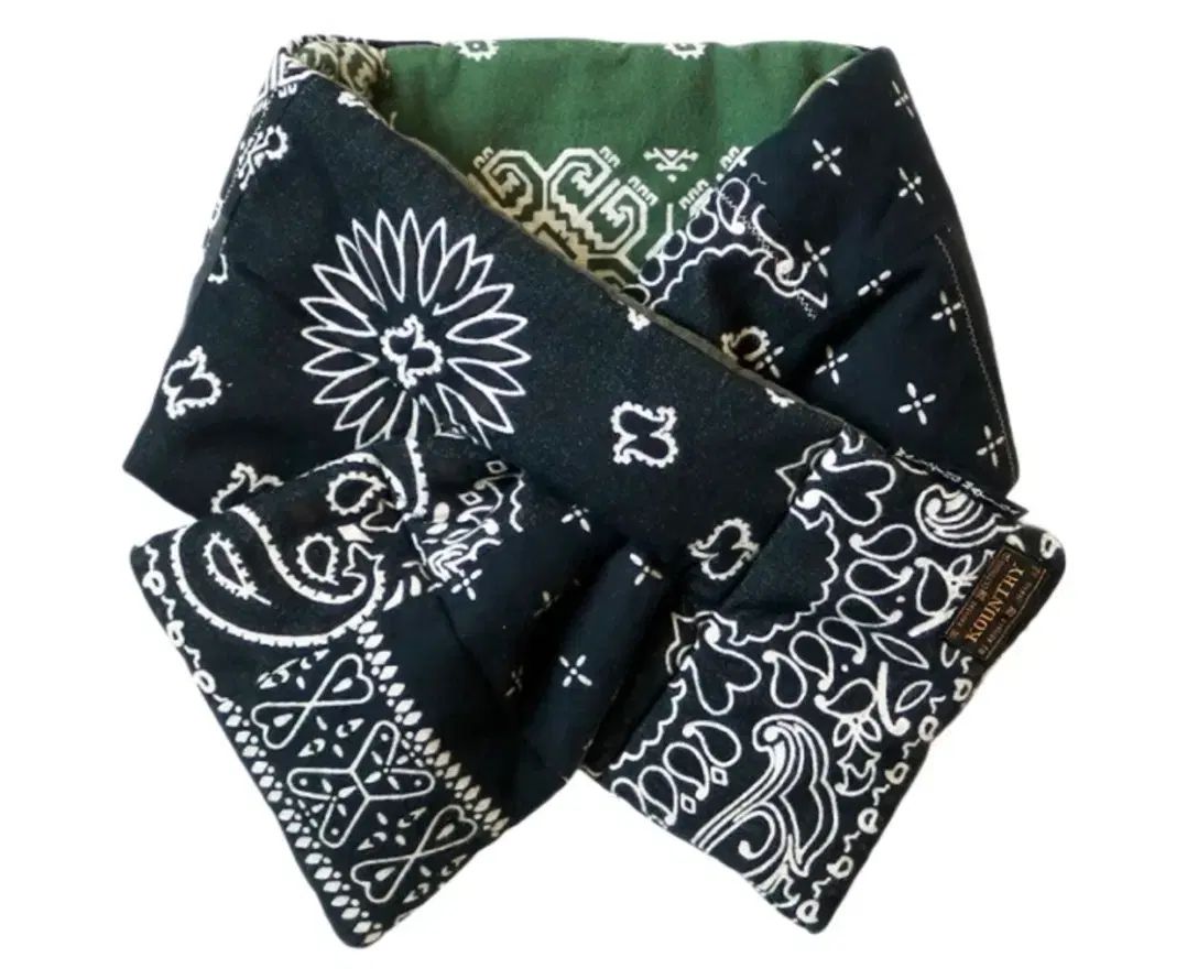 キャピタル バンダナ リバーシブル マフラー ブラック カーキ