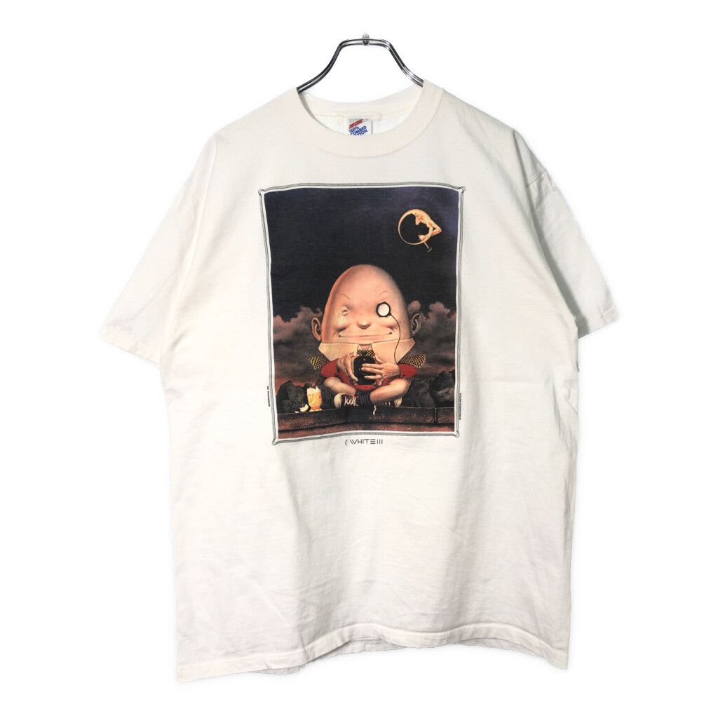 90年代 JERZEES ジャージーズ 半袖Ｔシャツ アート ホワイト メンズ L 古着 V 9066