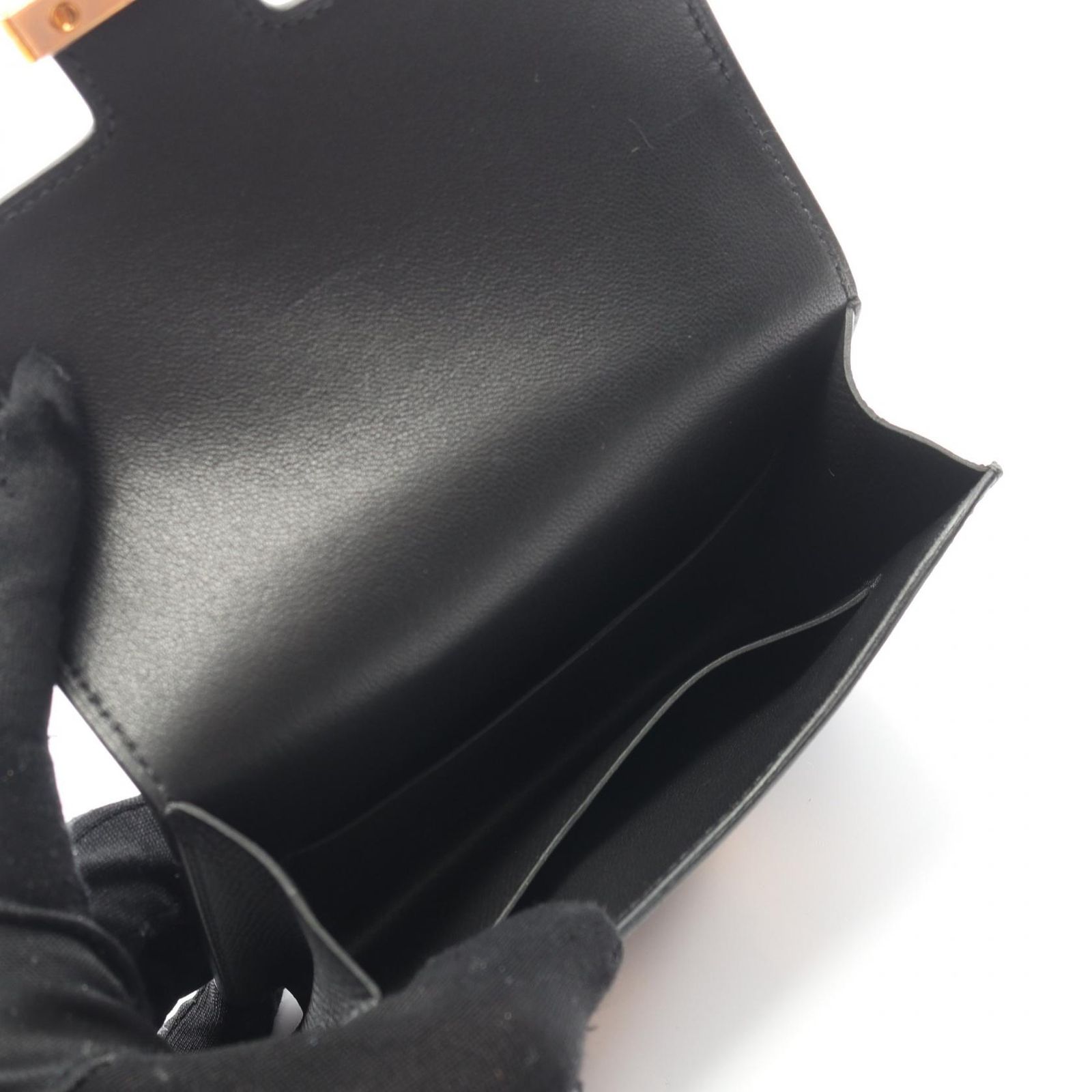  エルメス HERMES 二つ折り財布 コンスタンス スリム ブラック レザー レディース A 二つ折り財布 折り財布