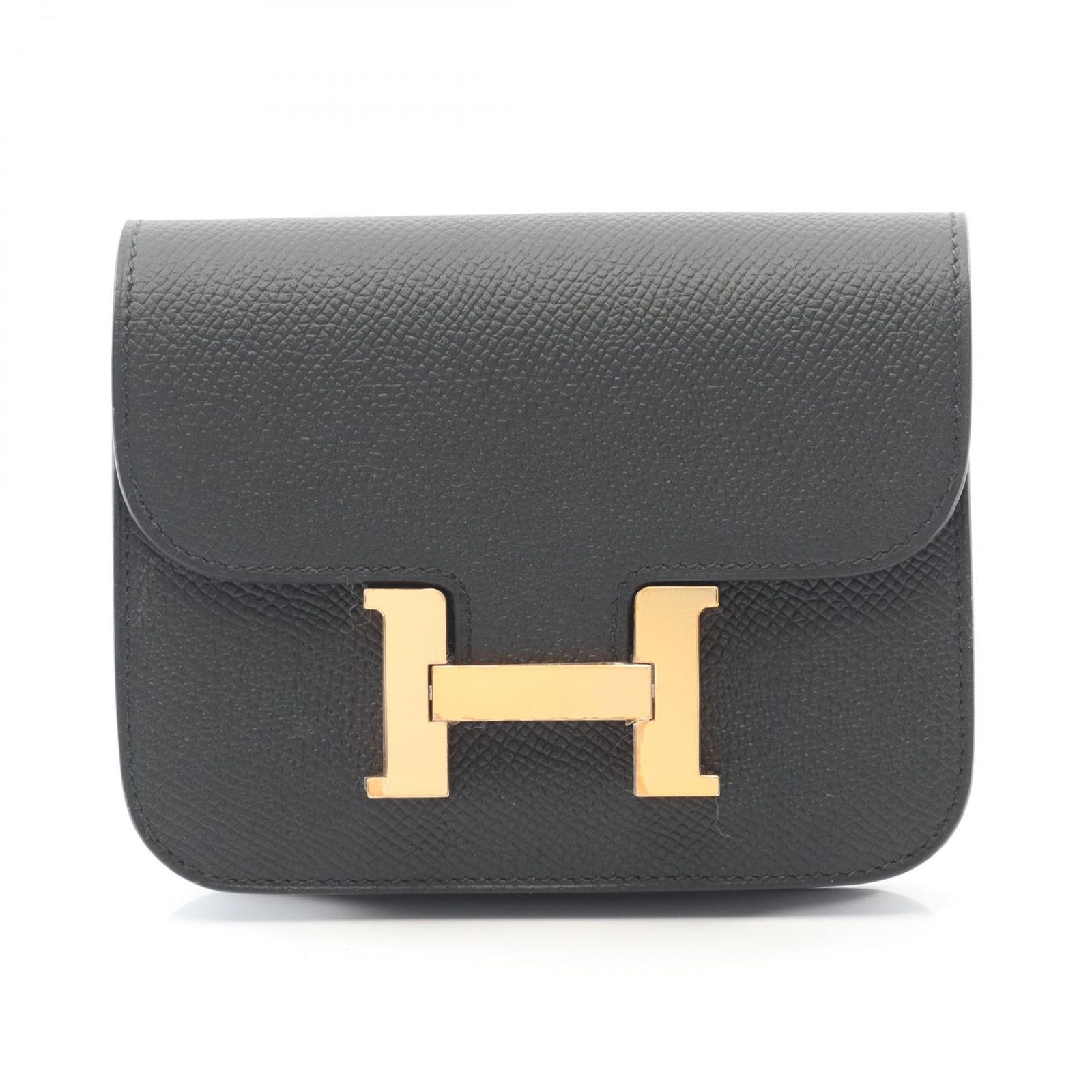 エルメス HERMES 二つ折り財布 コンスタンス スリム ブラック レザー レディース A