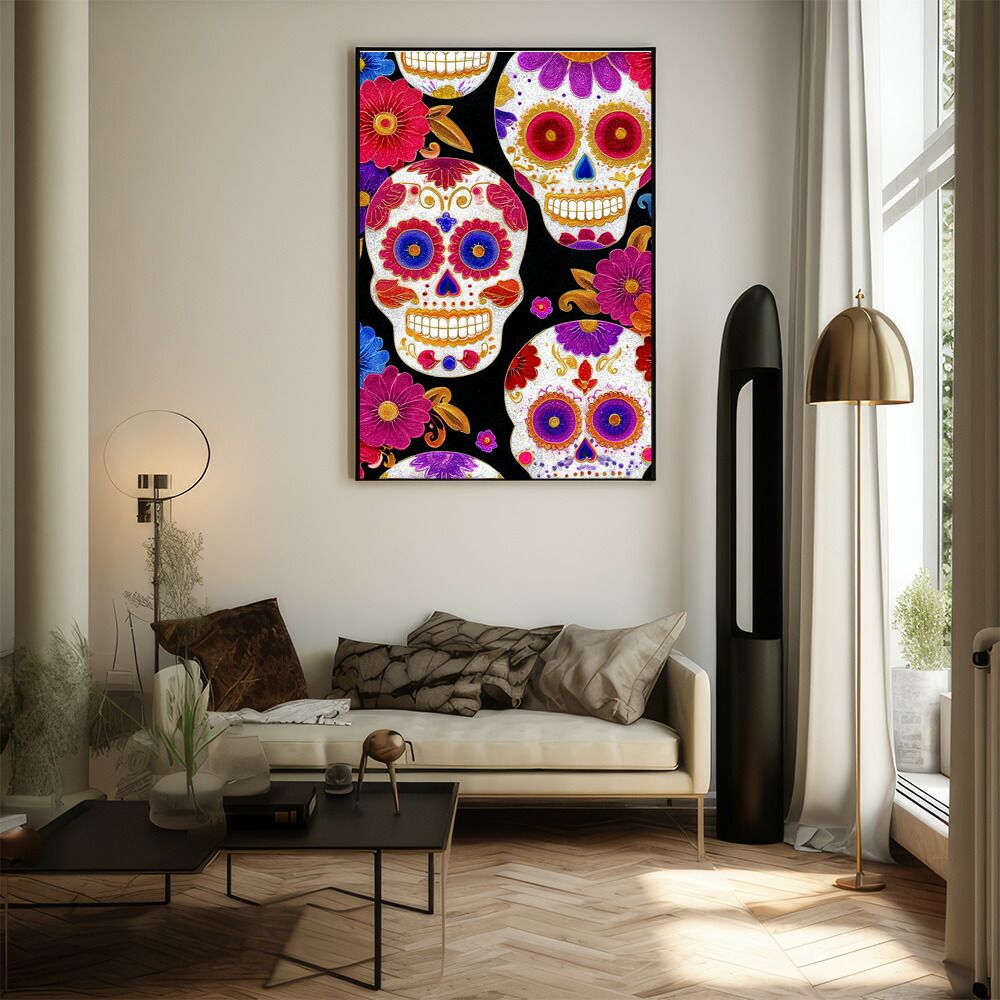 B4サイズ（約25x36cm）】【lm-poster-5393】【フレーム付き】ドクロ