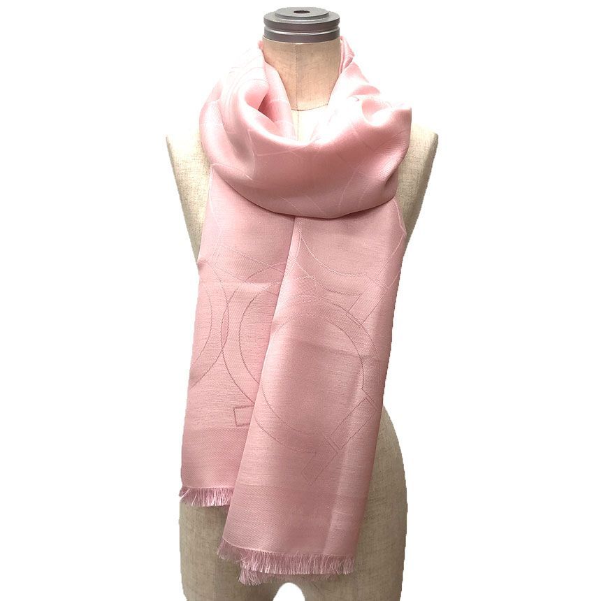 Ferragamo フェラガモ ガンチーニ ストール ショール シルク カシミヤ ピンク aq 12376