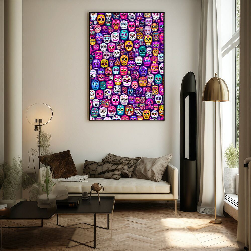 B2サイズ（約51x73cm）】【lm-poster-5411】【フレーム付き】ドクロ