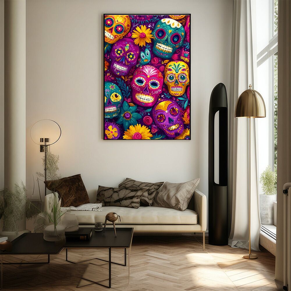 A0サイズ（約84x119cm）】【lm-poster-5414】【フレーム付き】ドクロ