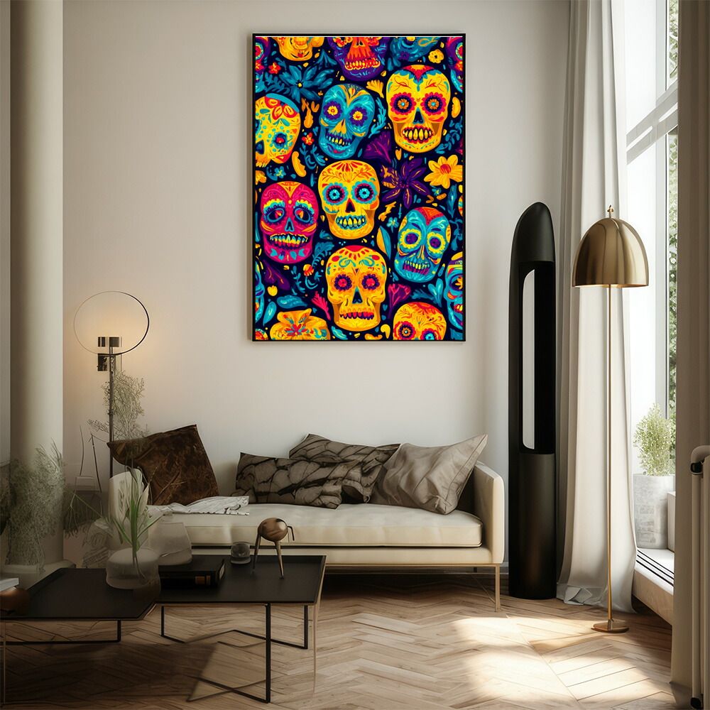 B2サイズ（約51x73cm）】【lm-poster-5416】【フレーム付き】ドクロ