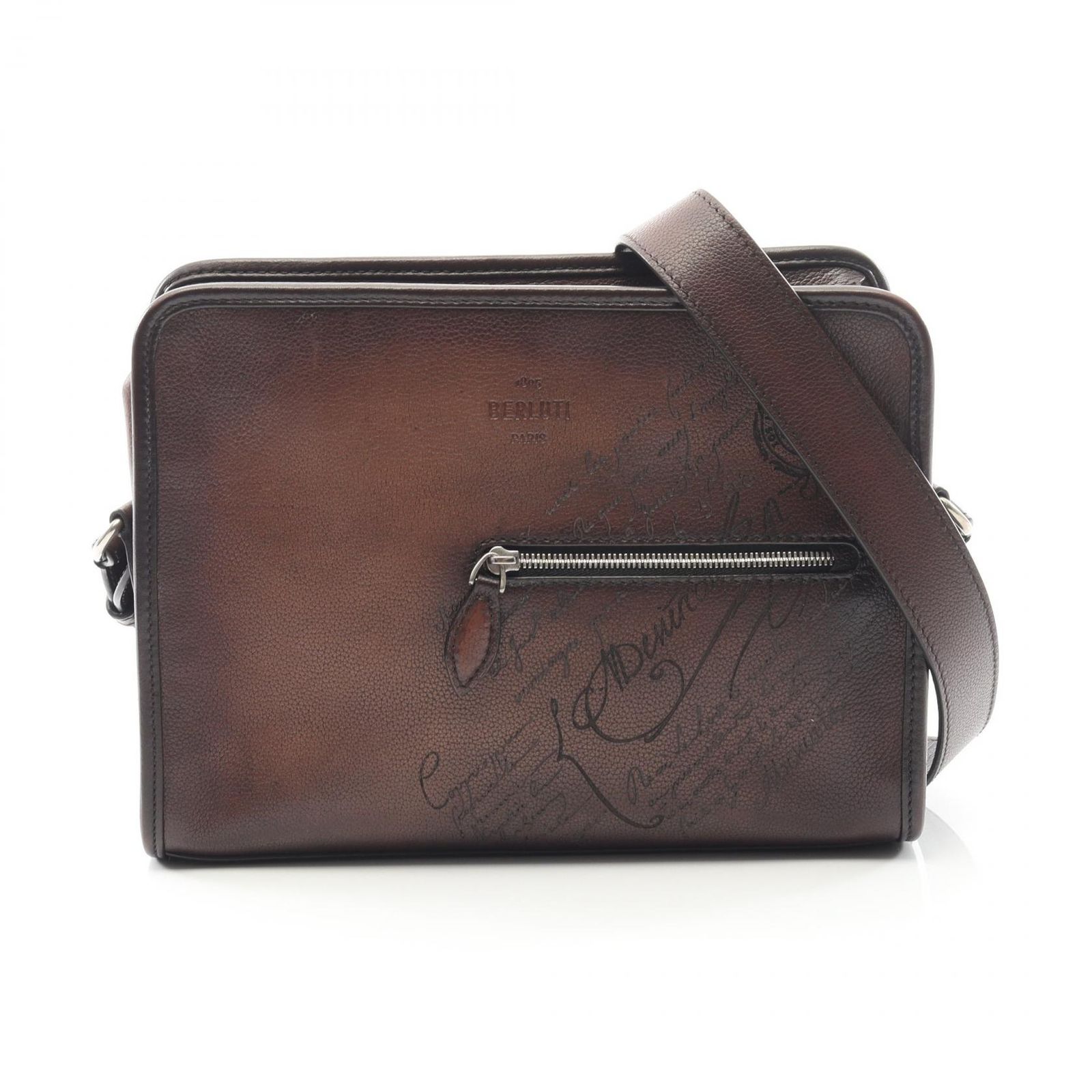 ベルルッティ Berluti ショルダーバッグ SCRITTO M 244512-0001-MM 5 ダークブラウン レザー JOURNALIER メッセンジャーバッグ メンズ A