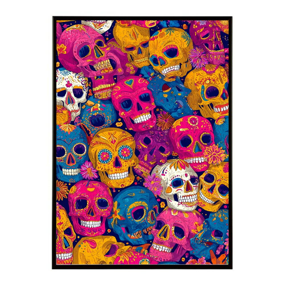 A0サイズ（約84x119cm）】【lm-poster-5422】【フレーム付き】ドクロ