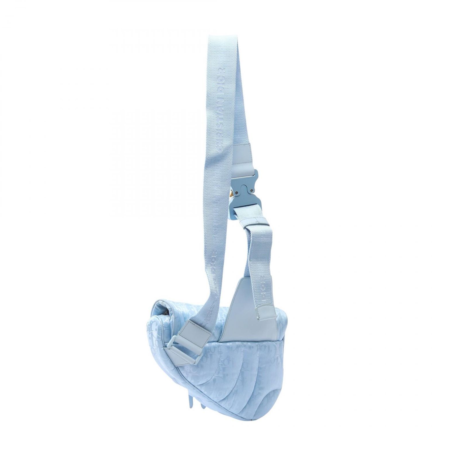 ディオール Dior ウエストバッグ ボディバッグ × ERL サドルバッグ オブリーク ライトブルー ナイロン レザー サドル レディース