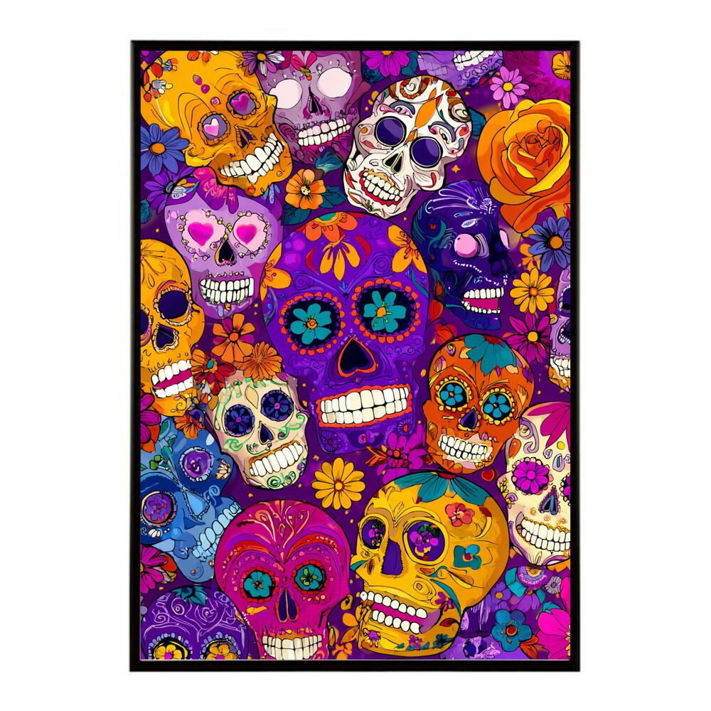 B2サイズ（約51x73cm）】【lm-poster-5426】【フレーム付き】ドクロ