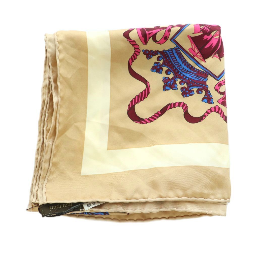 マニプリ manipuri スカーフ シルク 総柄 ベージュ マルチ crest MI