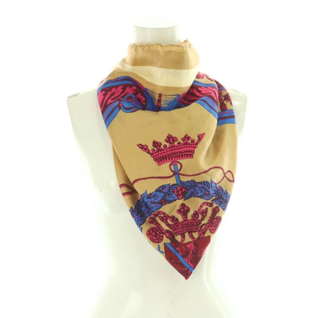  マニプリ manipuri スカーフ シルク 総柄 ベージュ マルチ crest MI バンダナ スカーフ 小物