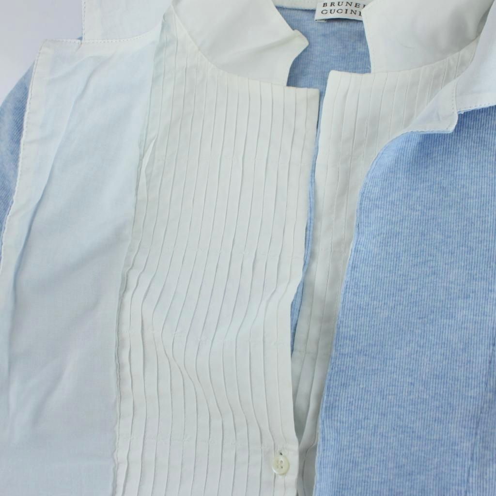 BRUNELLO CUCINELLI /ブルネロクチネリ　コットン半袖カットソー Brunello Cucinelli ブルネロクチネリ Vネック リブ切り替え コットン