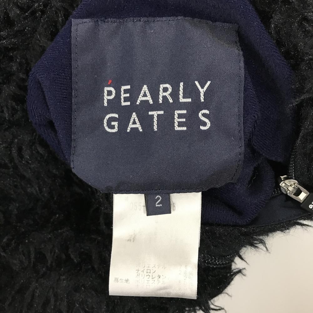 パーリーゲイツ リバーシブルジャケット 黒×白 ボア レディース 2(L