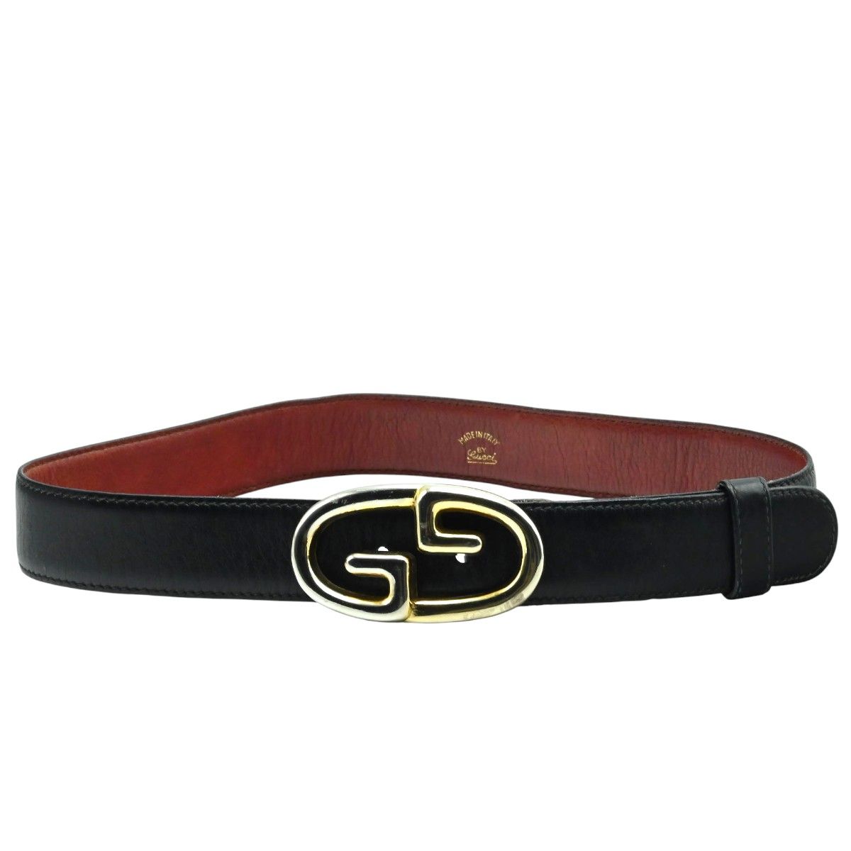 GUCCI グッチ GGバックル レザー レディースベルト 65 26 ブラック ゴールド K 2512-k 023