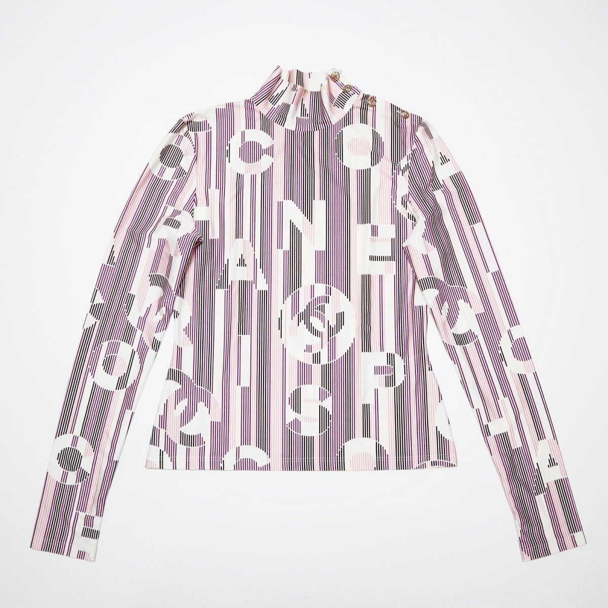 CHANEL シャネル ココマーク ココボタン ポリアミド ポリウレタン 長袖 ブラウス トップス 44 ピンク T 12-k 010