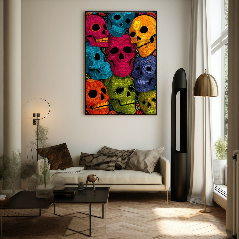 B2サイズ（約51x73cm）】【lm-poster-5440】【フレーム付き】ドクロ