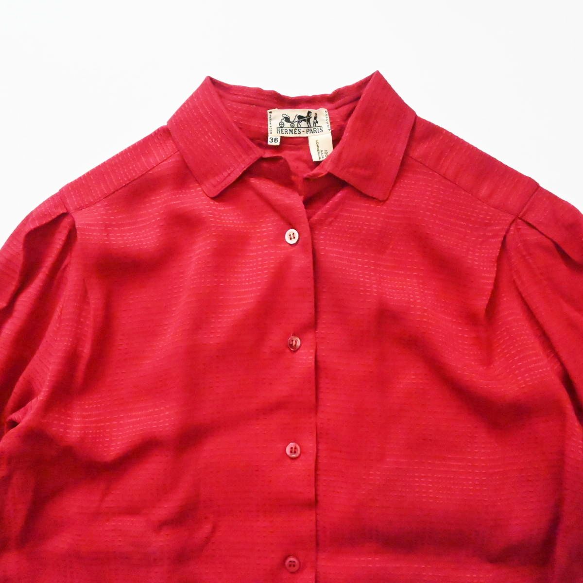 HERMES エルメス ストライプシャツ 赤 レッド フランス製 HERMES エルメス ストライプシャツ 赤 レッド フランス製 HERMES
