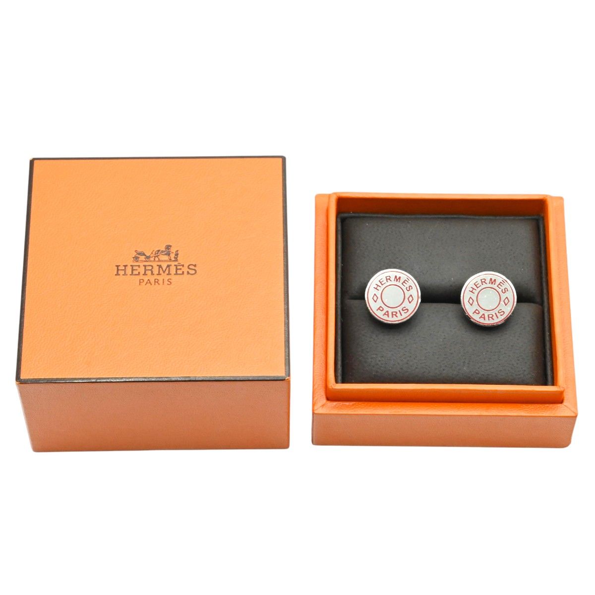 HERMES カフリンクス シルバー/ウッド(箱付き) HERMES エルメス セリエ メタル カフスボタン カフリンクス シルバー
