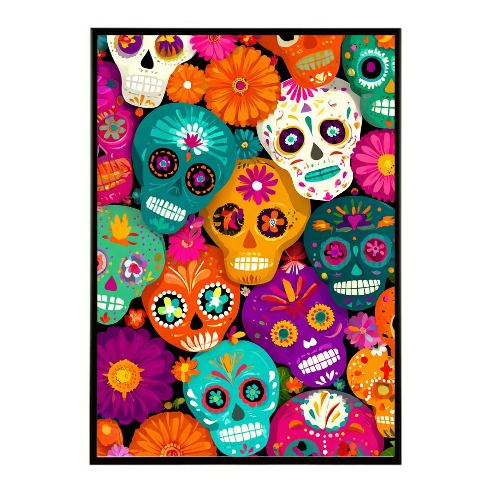 B2サイズ（約51x73cm）】【lm-poster-5406】【フレーム付き】ドクロ