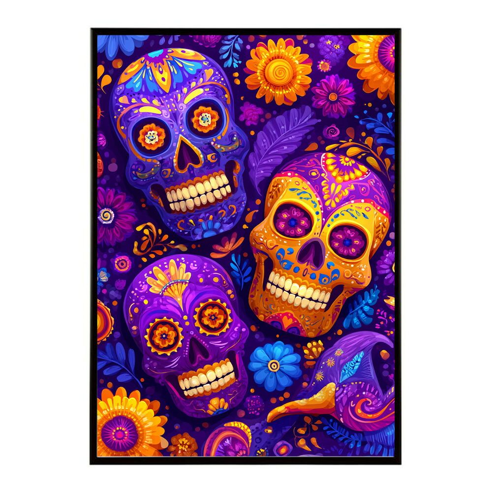メキシカンスカル ポスター A0サイズ（約84x119cm）】【lm-poster-5444】【フレーム付き】ドクロ