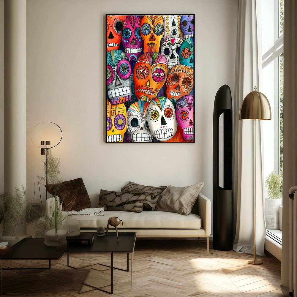 B2サイズ（約51x73cm）】【lm-poster-5145】【フレーム付き】ドクロ