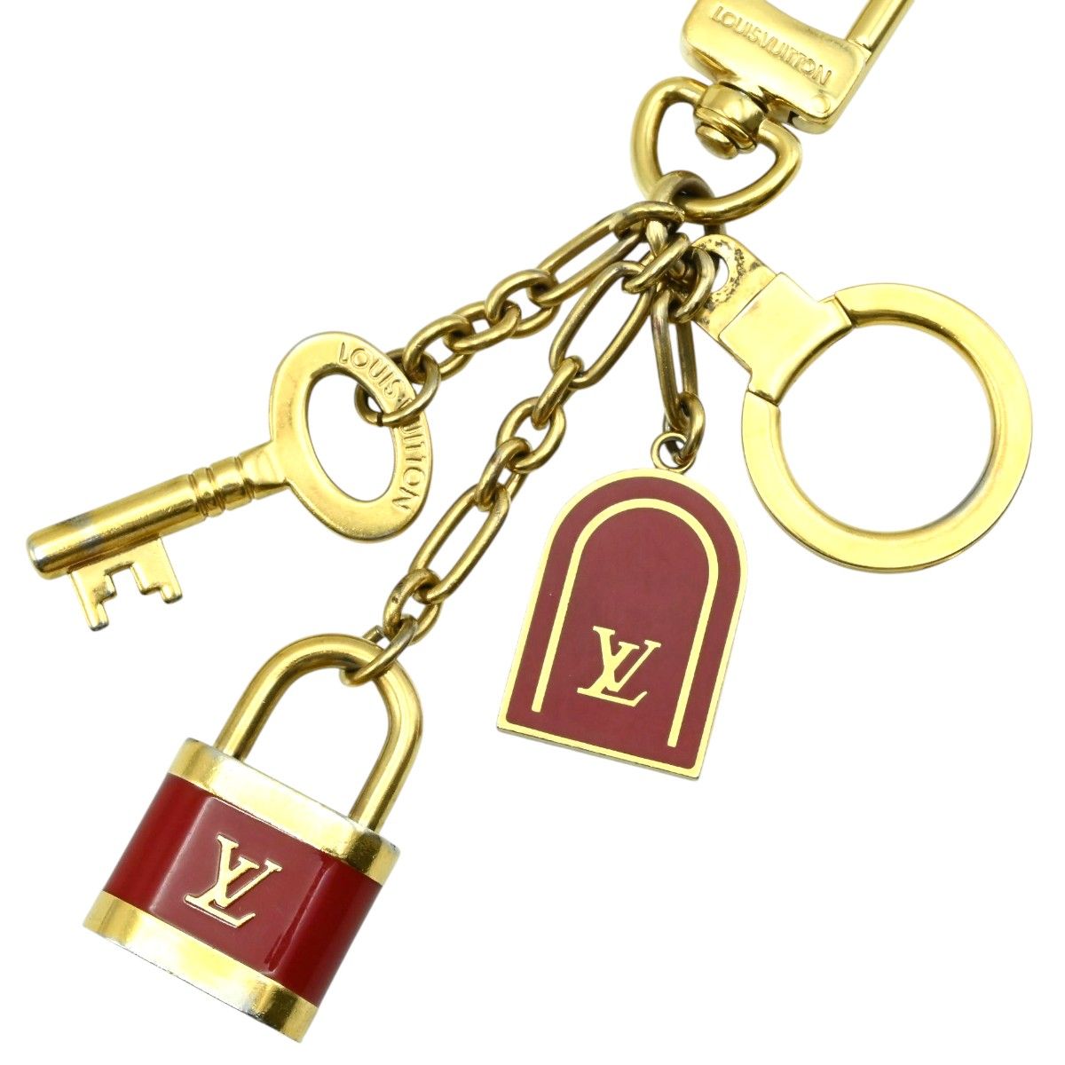 LOUIS VUITTON ルイヴィトン ポルトクレ カドゥナ キーホルダー キーリング バッグチャーム M 60075 ゴールド ボルドー K 2512-k 041