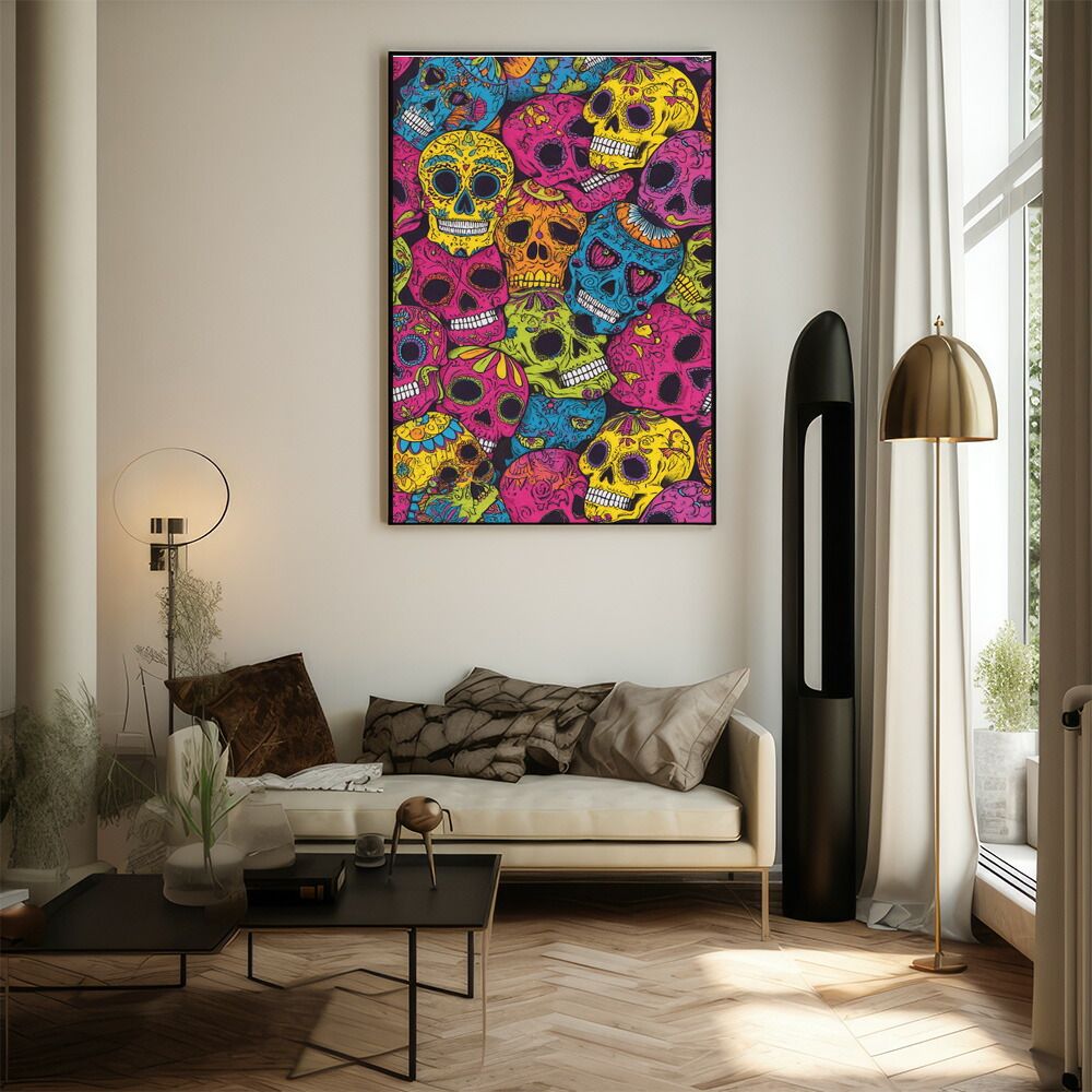 B4サイズ（約25x36cm）】【lm-poster-5454】【フレーム付き】ドクロ