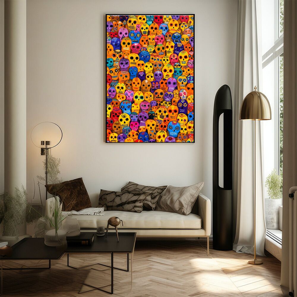 A2サイズ（約42x59cm）】【lm-poster-5129】【フレーム付き】ドクロ