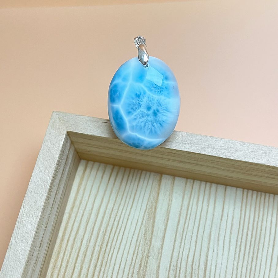 天然 100 Aラリマー ペンダント 天然石 約31.2 24.3 10.3 mm ZB 9879