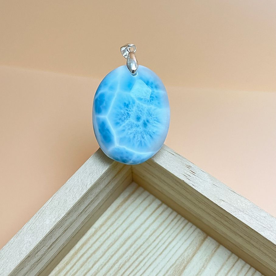 天然 100 Aラリマー ペンダント 天然石 約31.2 24.3 10.3 mm ZB 9879