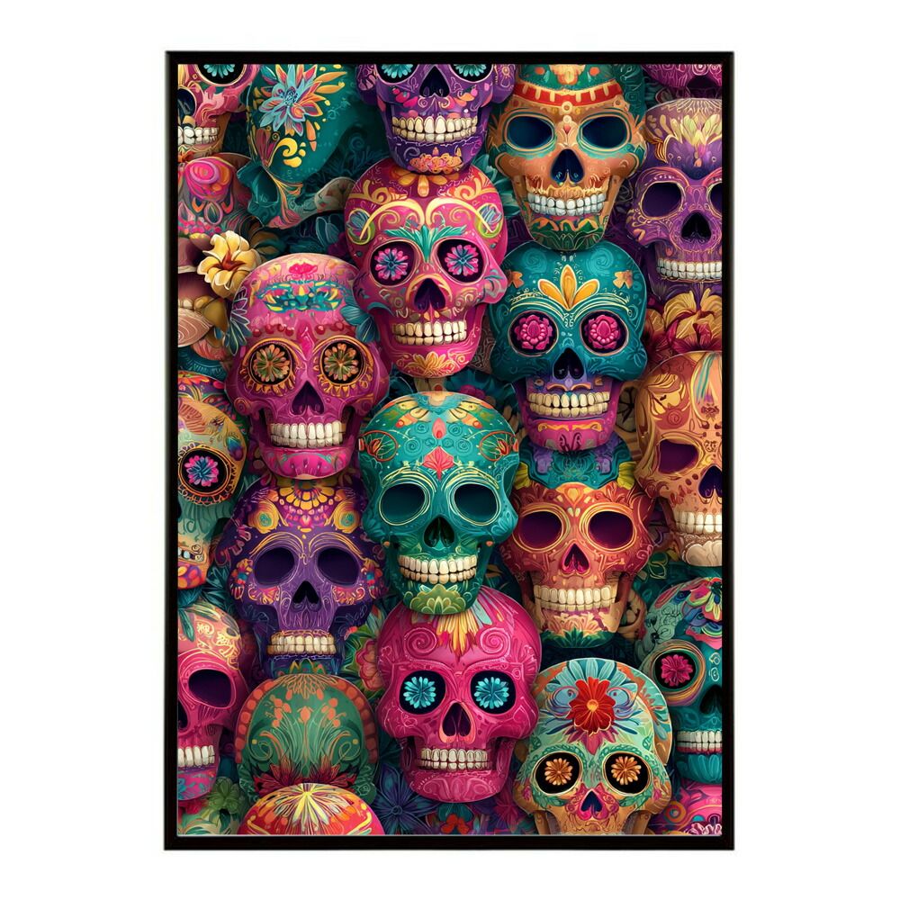 メキシカンスカル ポスター B4サイズ（約25x36cm）】【lm-poster-5459】【フレーム付き】ドクロ