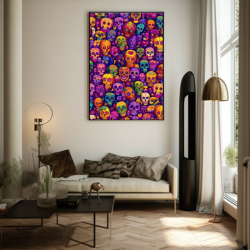 B4サイズ（約25x36cm）】【lm-poster-5462】【フレーム付き】ドクロ